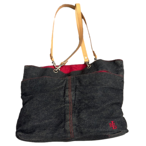 Lauren Ralph Lauren Handbags - Lauren Ralph Lauren Leather Handle Denim Bag